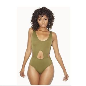 Sexy Green Hollow One Piece Swimsuit Bath  Suit